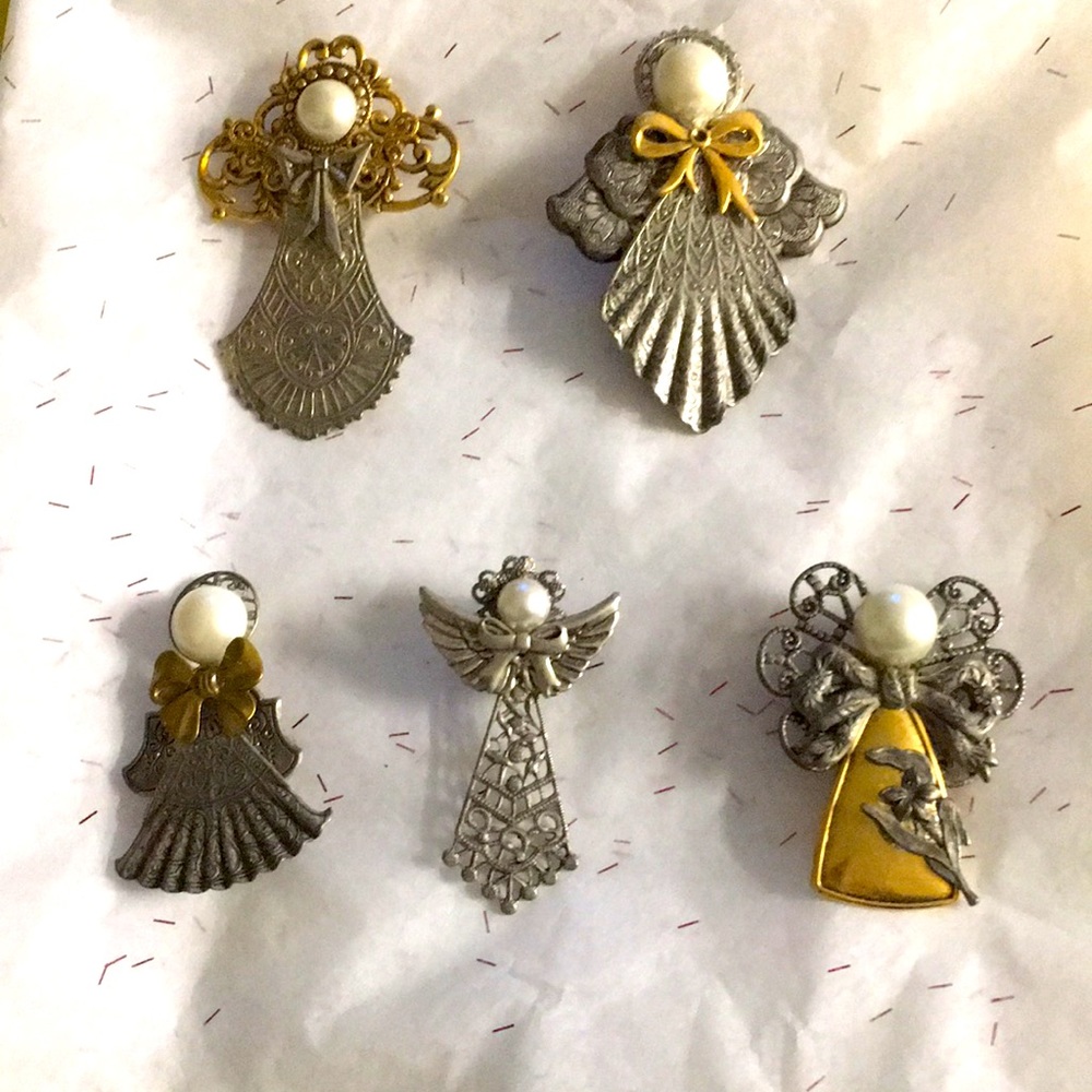 Handcrafted antique silver plated with gold accent Angel pins